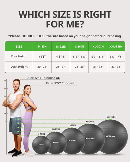 Trideer Extra Thick Yoga Ball for Exercise
