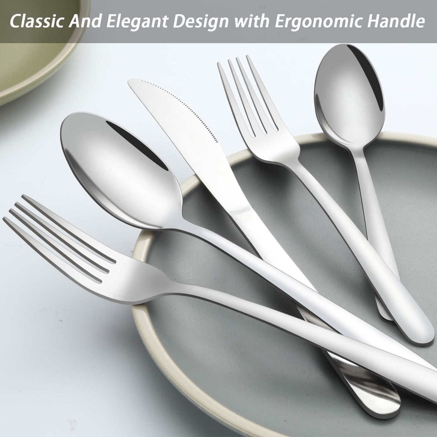 APEO 60 Piece Stainless Steel Silverware Set for 12, Premium Polished Flatware Sets, Forks Spoons and Knives Set, Food-Grade Cutlery Set for Home Kitchen Restaurant Hotel, Dishwasher Safe Utensils Set