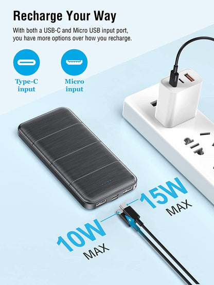 LOVELEDI Portable Charger,Power Bank, 15000mAh 2 USB Power Bank Output 5V3.1A Fast Charging Portable Charger Compatible with Smartphones and All USB Devices(Black)