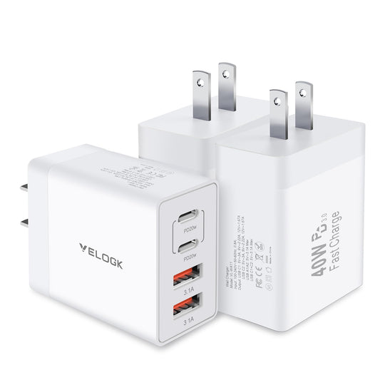 40W 4-Port USB C Fast Charger Block
