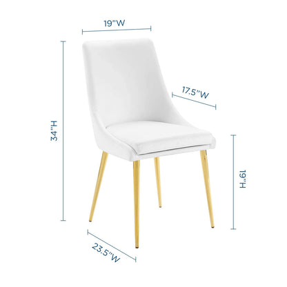 Modway Viscount Modern Accent Performance Velvet Dining Chair, White