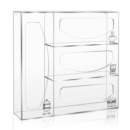 VANKVIN Ziplock Bag Storage Organizer Holders Acrylic Food Plastic Baggie Dispenser Applicable Kitchen Drawer and Pantry Compatible With Ziploc ,Sandwich, Glad,Gallon ,Snack ,Quart Size Bag