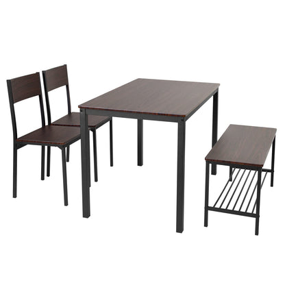 SogesPower Dining Room Table Set 43 Inch Kitchen Table Set with 2 Chairs and Bench, Dining Room Table Set for 4 Home, Kitchen, Dining Room, Restaurant