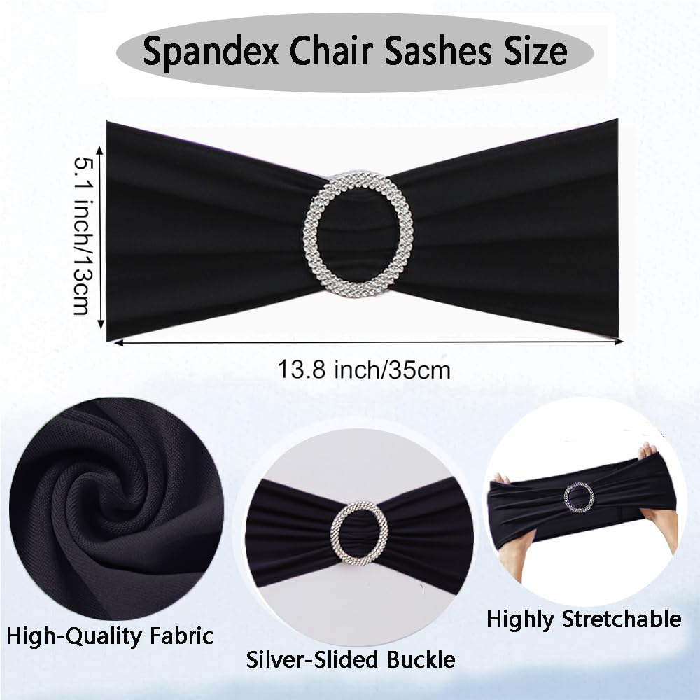 25 Sets Spandex Folding Chair Covers with Sashes Set