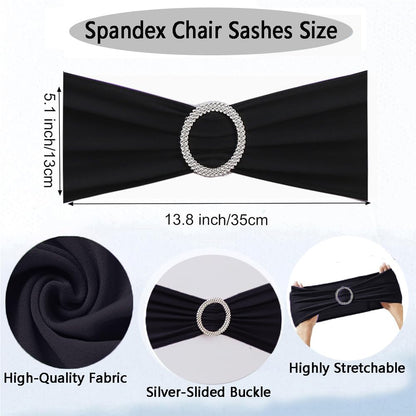 25 Sets Spandex Folding Chair Covers with Sashes Set