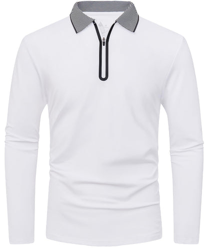 Men's Long Sleeve Polo Shirt with Zipper