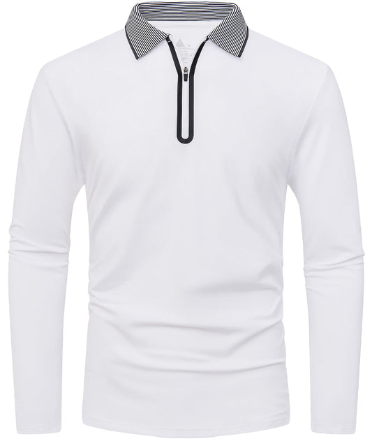Men's Long Sleeve Polo Shirt with Zipper