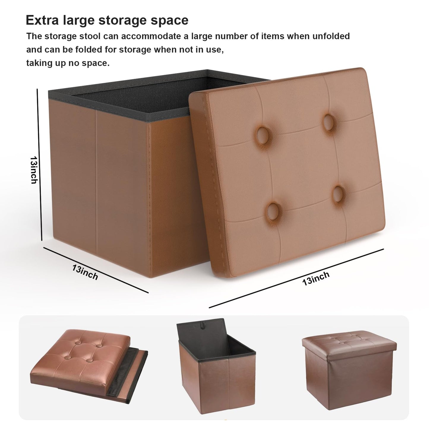 eMOUSE Brown Storage Ottoman Foot Rest
