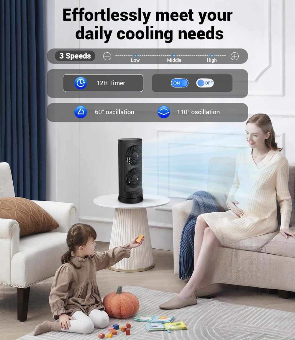 KopBeau Oscillating Cooling Tower Fan with Timer & 3 Speeds