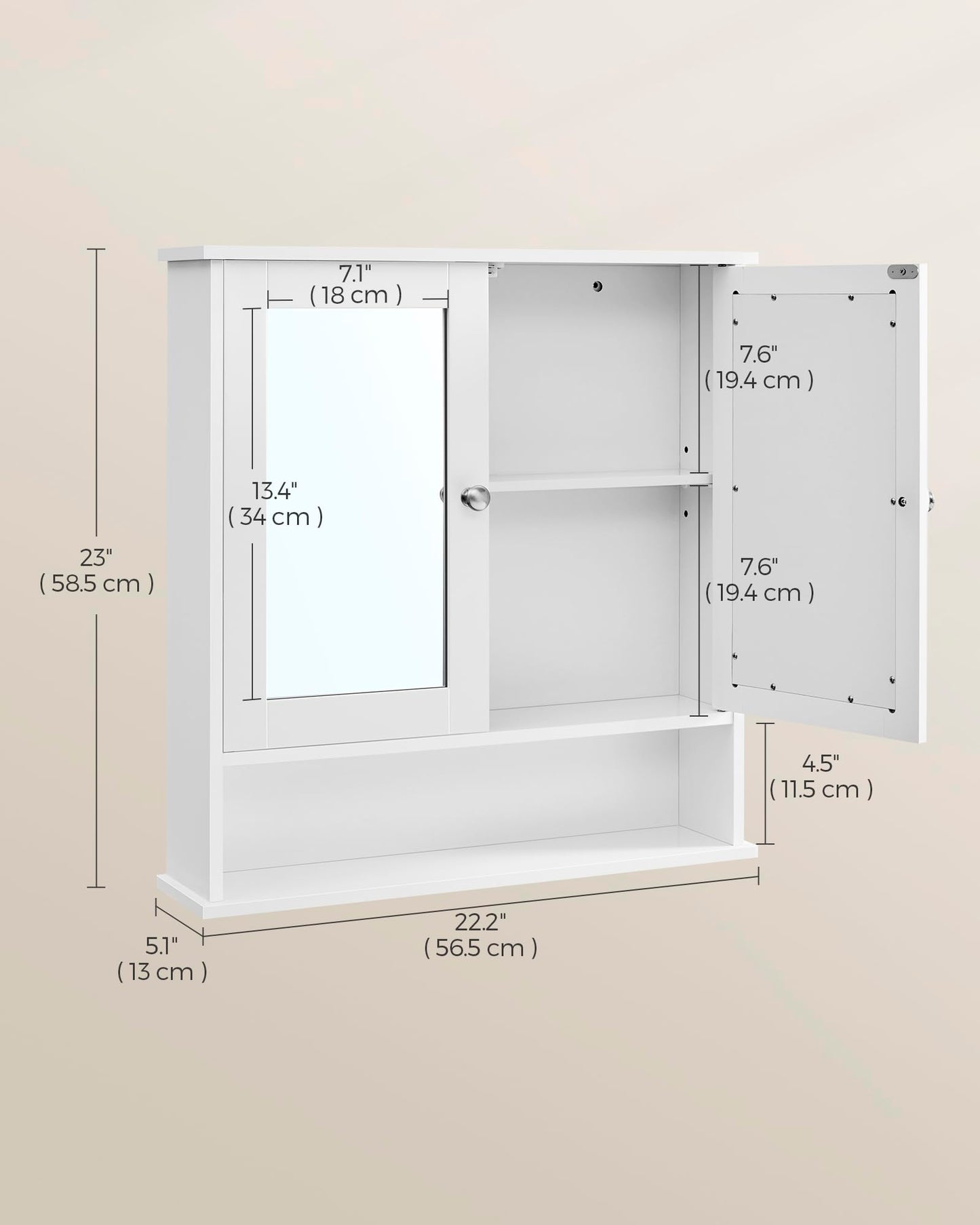 VASAGLE Wall-Mounted Bathroom Cabinet with Mirror