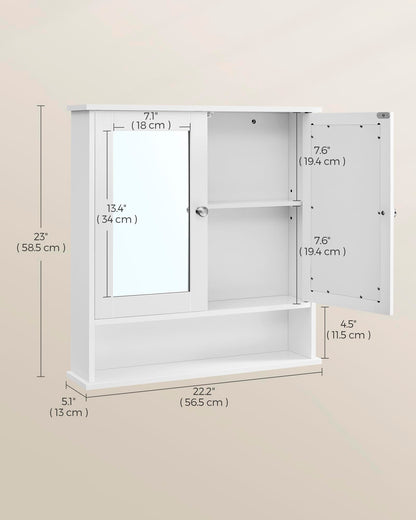 VASAGLE Wall-Mounted Bathroom Cabinet with Mirror