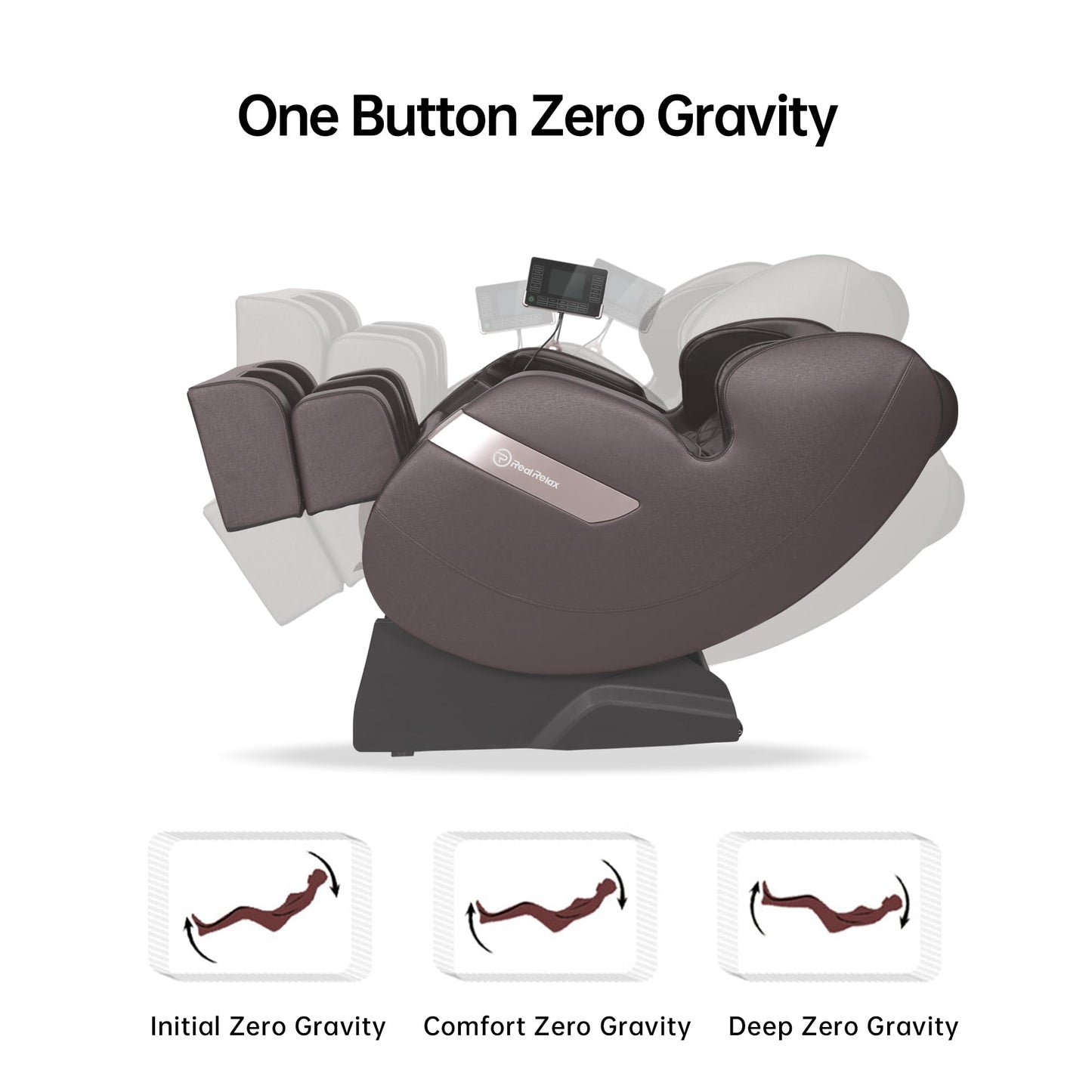 Real Relax 2023 Full Body Dual Core, Zero Gravity Massage Chair, Brown