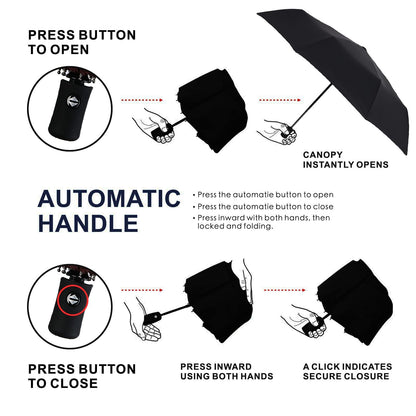 NIKIOYE Umbrella Compact Travel Umbrellas Strong Durable Windproof 50+ UV Blocking Umbrella for Sun Rain Portable Umbrella, Auto Open/Close, Perfect Car Umbrella, Golf Umbrella