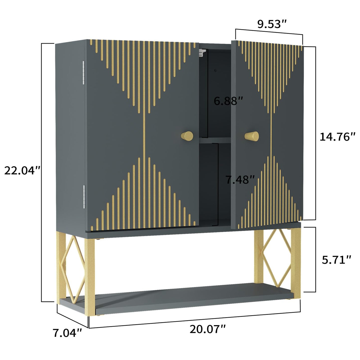 VOXANOXI Wall-Mount Bathroom Storage Cabinet with Shelves