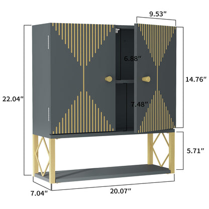 VOXANOXI Wall-Mount Bathroom Storage Cabinet with Shelves