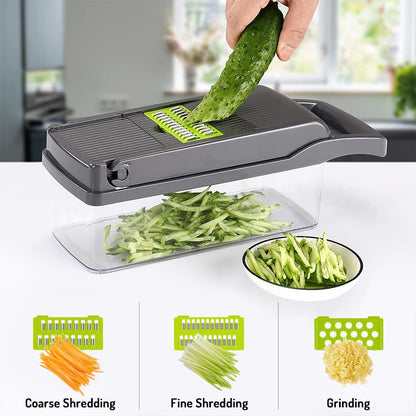 Maxceysen Multi-Function Vegeable Chopper 12 in 1 Pro Mandoline Veggie Slicer Onion Micer Chopper Dicer Cutter with Container for Potatoes, Tomatoes, Zucchini, Garlic, Eggs, Cucumbers