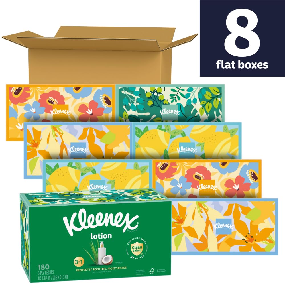 180 Tissues Kleenex Lotion Facial Tissues Box