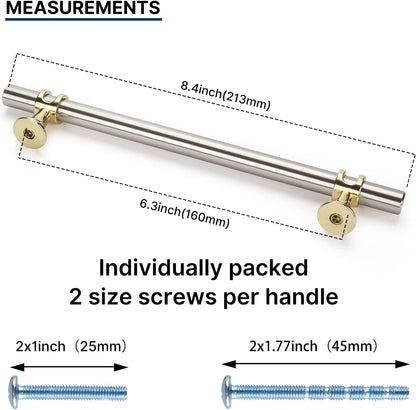 Brushed Nickel and Gold Cabinet Pulls - 10 Pack