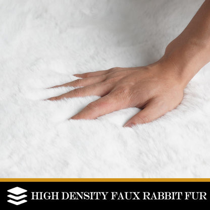 White Faux Fur Area Rug 4x6 for Bedroom
