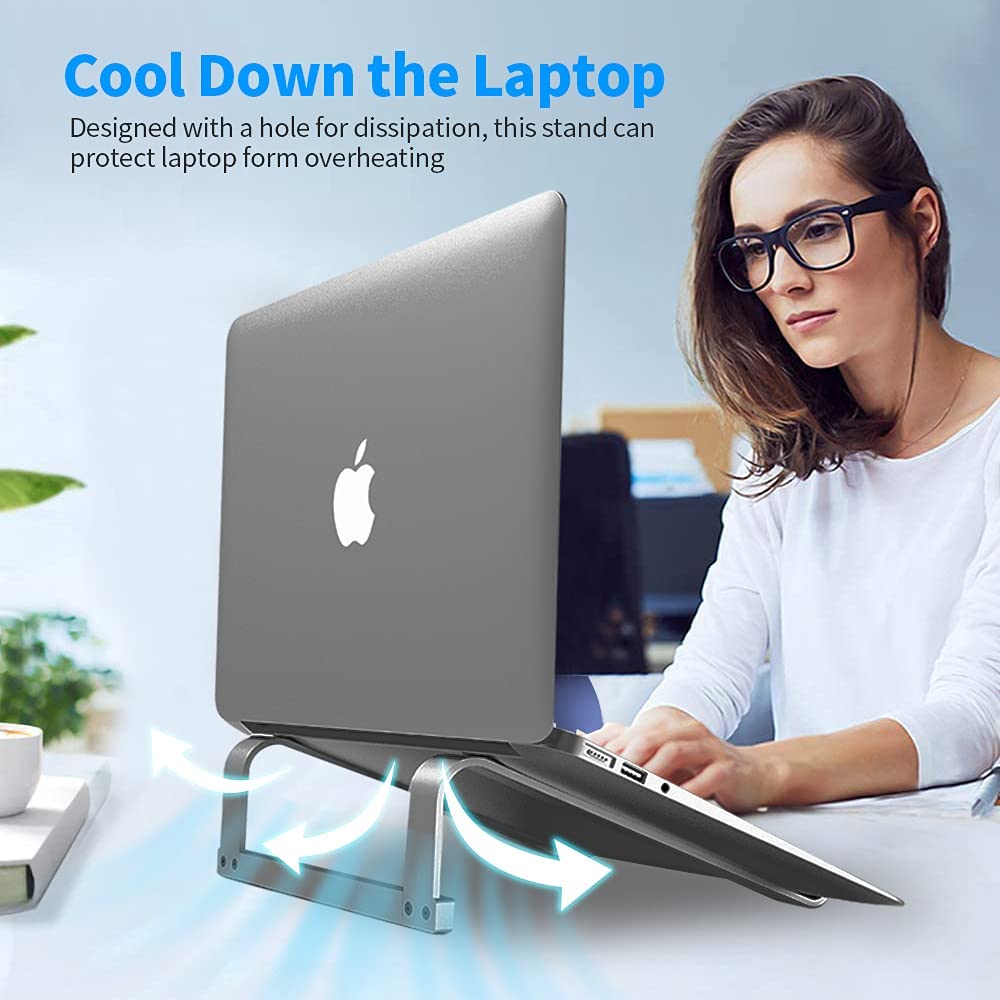 Laptop Stand for Desk，Stable MacBook Pro Stand，Ergonomic Aluminum Computer Riser for 12 13 15 16.2 inch ，Computer Cooling Stand for Mac MacBook Pro Air,HP, Dell, More PC Notebook (Space Gray)