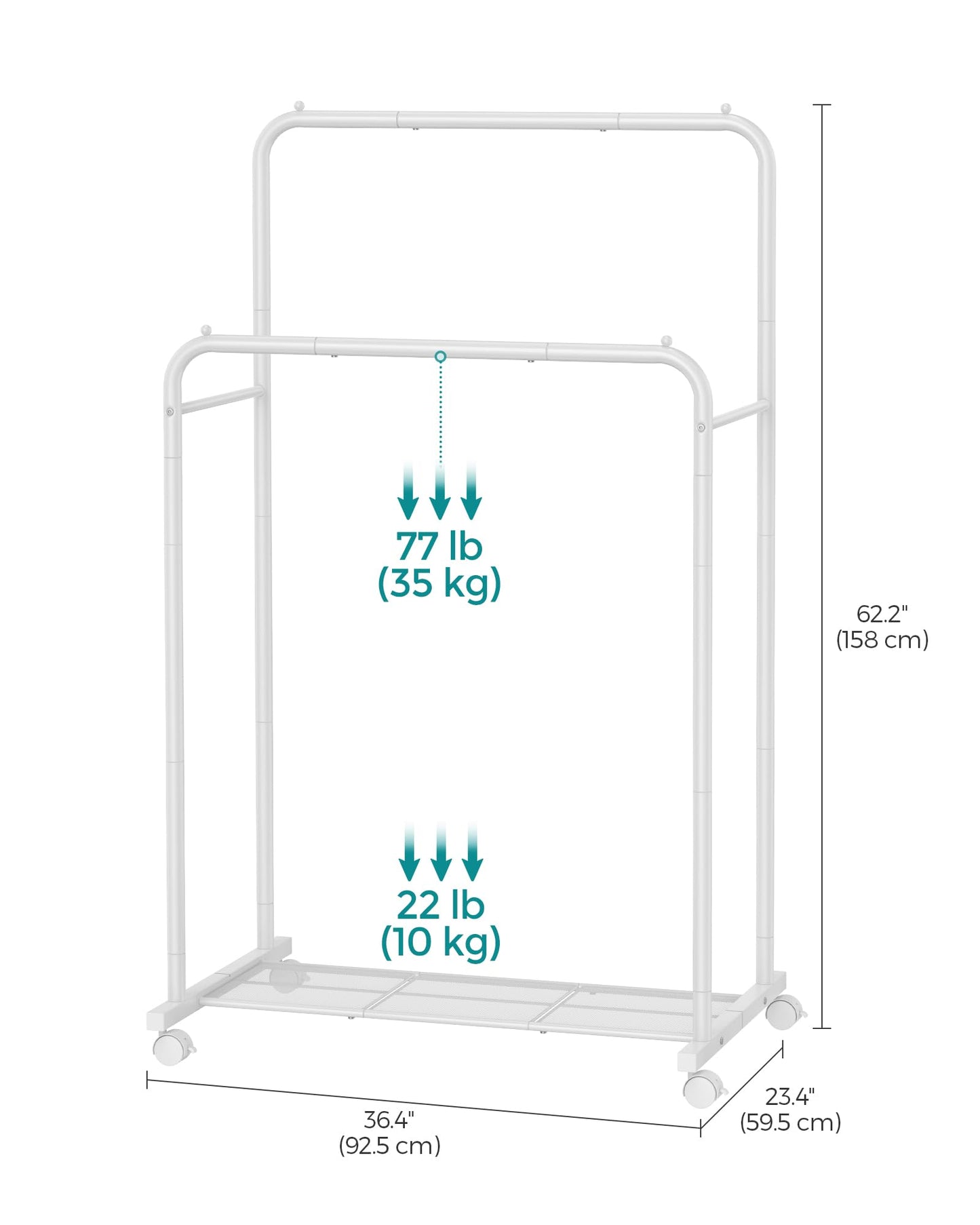 SONGMICS Heavy Duty Clothes Rack with Wheels