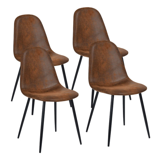 Modern Brown Suede Dining Chairs Set of 4