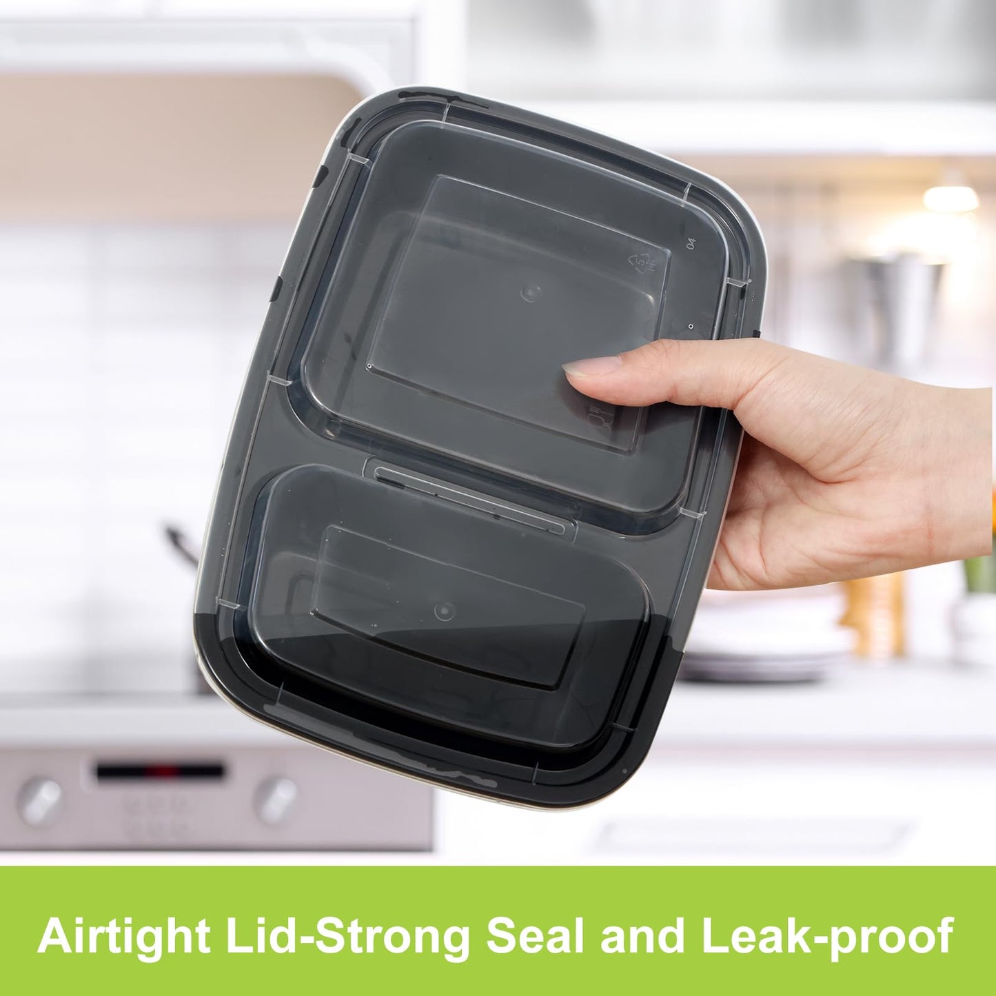 Moretoes 50 Pack 32oz Meal Prep Containers Reusable 2 Compartment Food Storage Containers with Lids Plastic Stackable To Go Boxes Microwave, Freezer, Dishwasher Safe