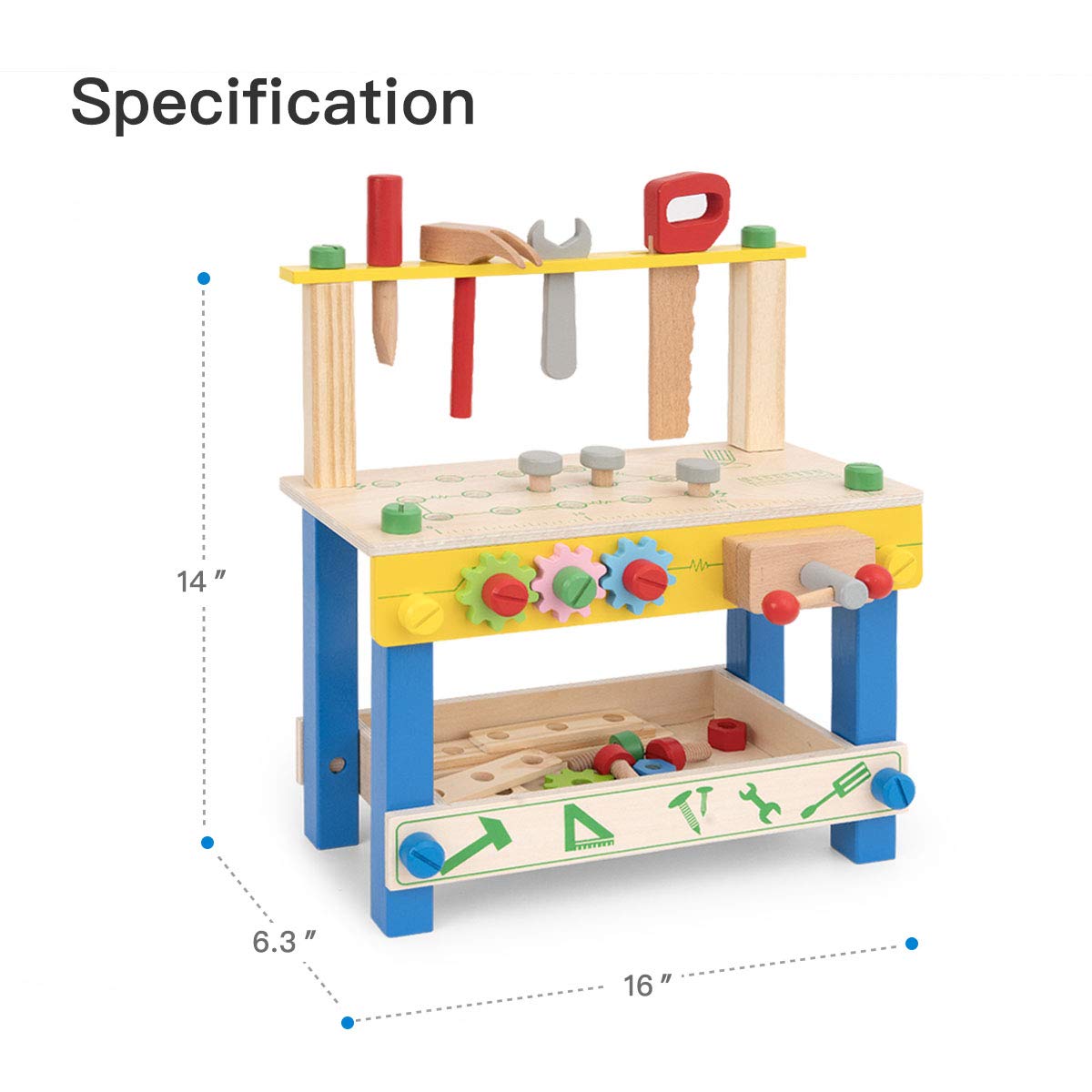 ROBUD Wooden Tool Stand Set for Kids