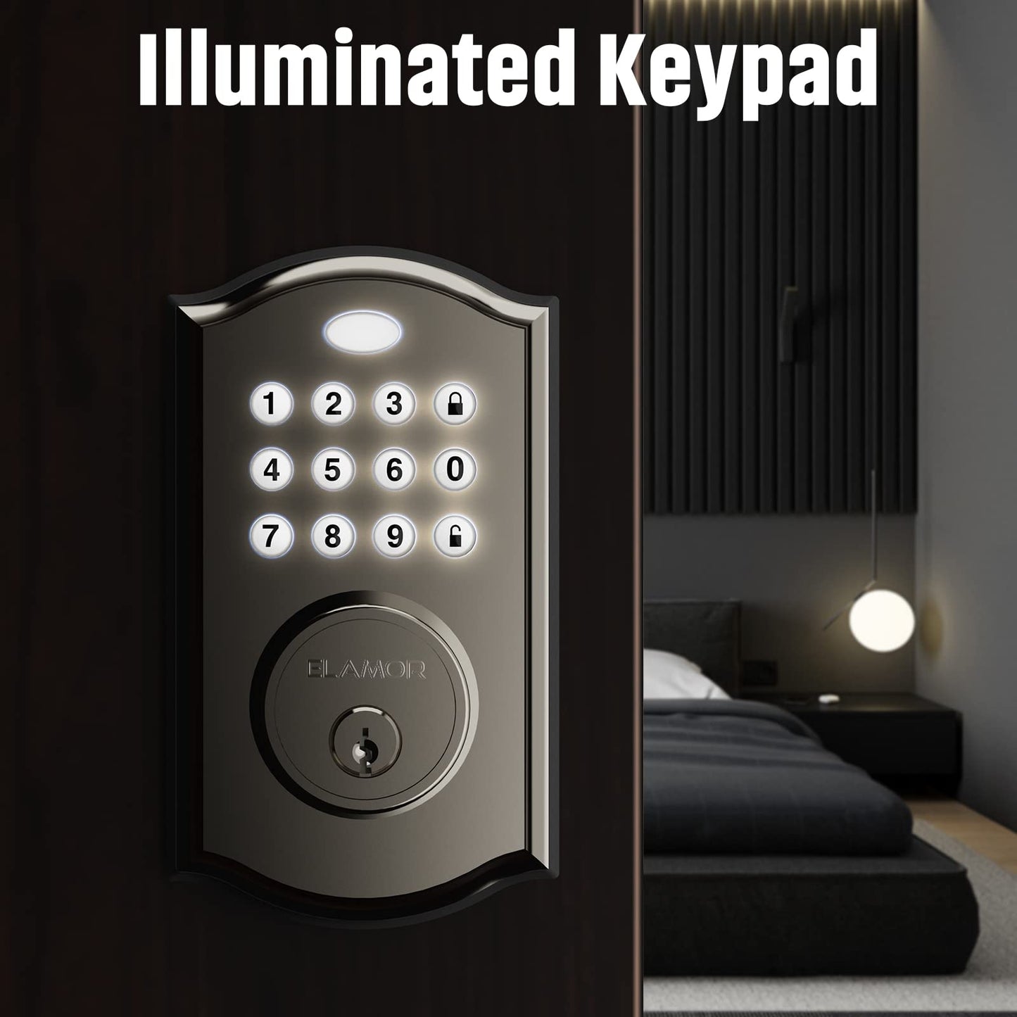 Keyless Entry Door Lock - Electronic Door Lock with Keypad, Smart Deadbolt Lock with Auto Lock, Security Waterproof Smart Lock, Easy to Install, Ideal for Front Door, Home Use, Apartment - ELAMOR M19