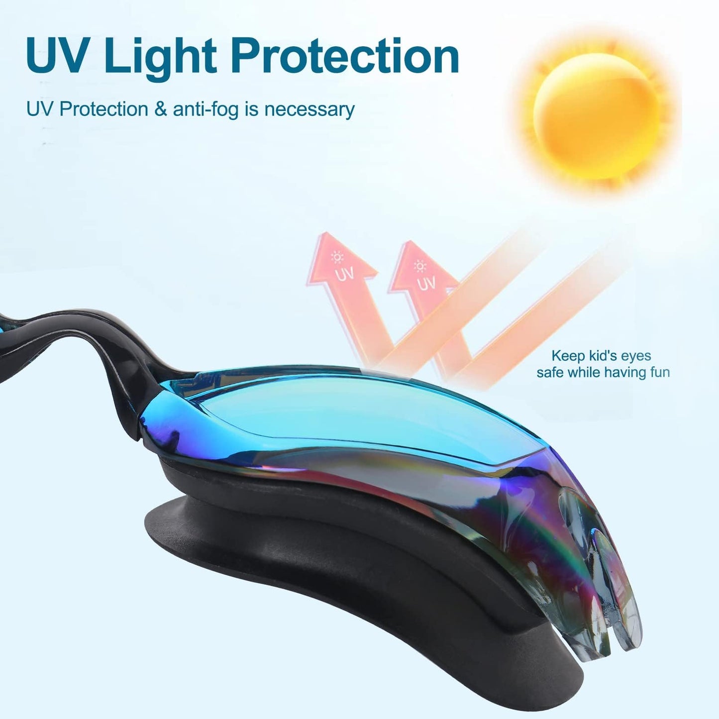 2 Pack Kids Swim Goggles Anti-Fog UV Protection