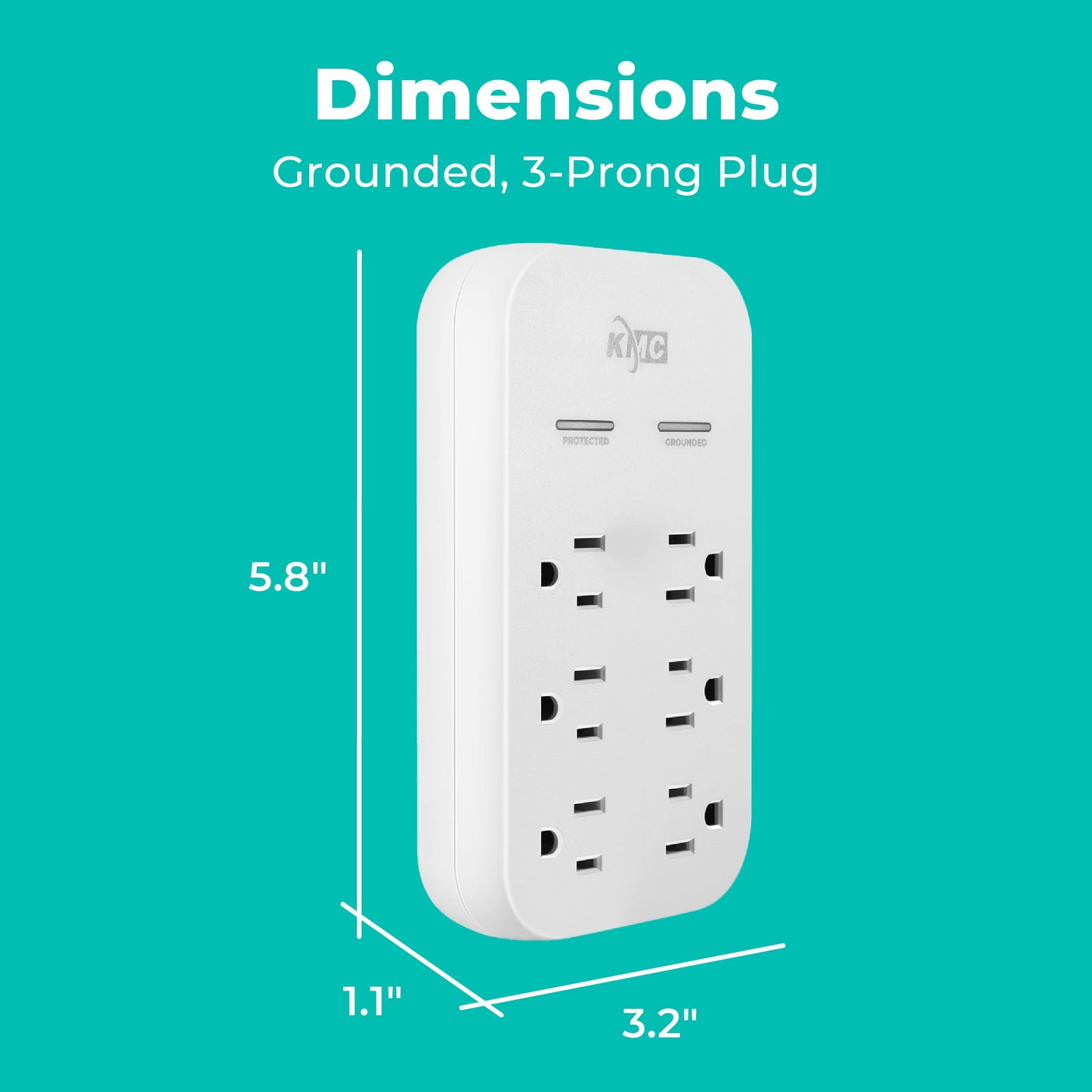 KMC USB-C Surge Protector with 6 Outlets
