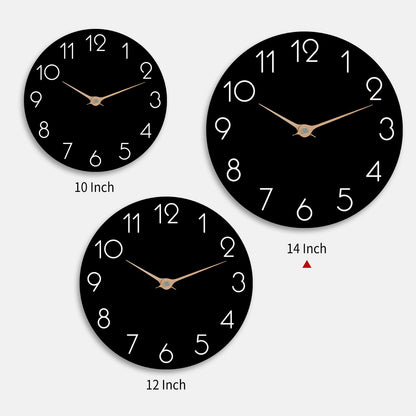 cicininc 14 Inch Wall Clock - Black Wall Clocks Battery Operated, Silent Non-Ticking Modern Wall Clocks - Big Clock for Bathroom Bedroom Living Room Kitchen Office (14")