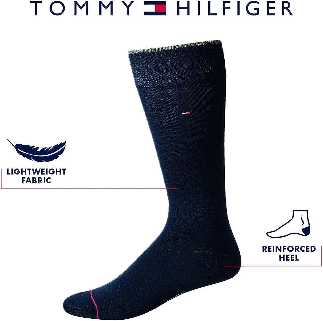 Tommy Hilfiger Men's Dress Socks - 10 Pack Lightweight Reinforced Heel Classic Crew Socks - Dress Socks for Men (7-12), Size 7-12, Black/Grey