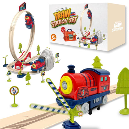 Electric Train Set with Bridge & Railway Station
