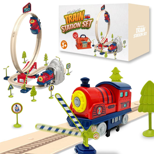 Electric Train Set with Bridge & Railway Station