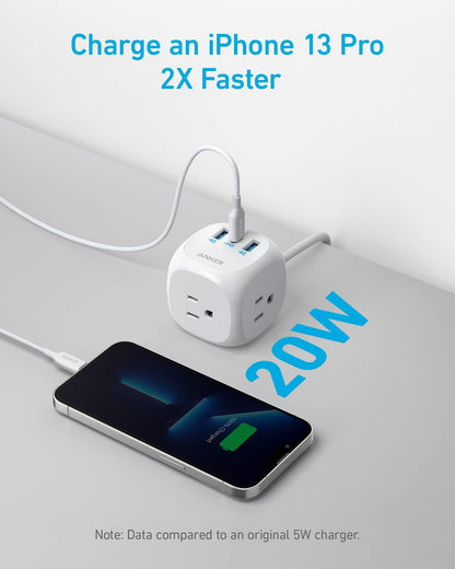 Anker 20W USB C Power Strip with 3 Outlets