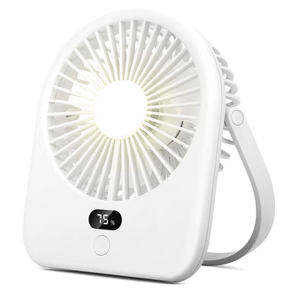 Portable Rechargeable Desk Fan with LED Light