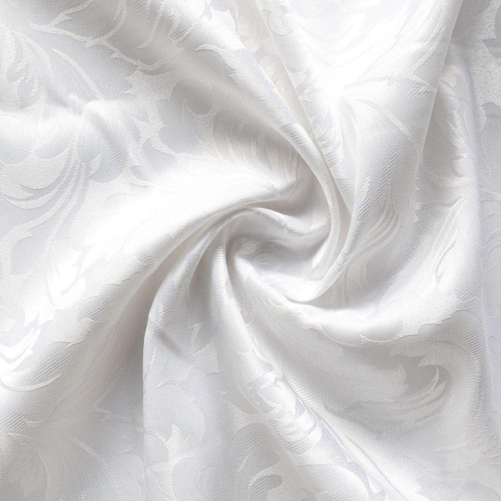 Lahome Elegant Damask Jacquard Tablecloth - Polyester Fabric Spillproof Water Resistant Washable Table Cover for Kitchen Dining Room Wedding Party Home Decor (White, Rectangle - 60" x 84")