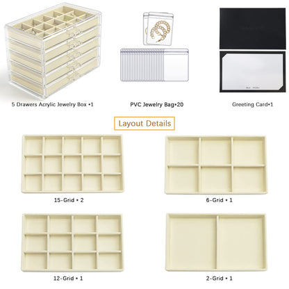 KAMIER Clear Jewelry Organizer with 20 Bags