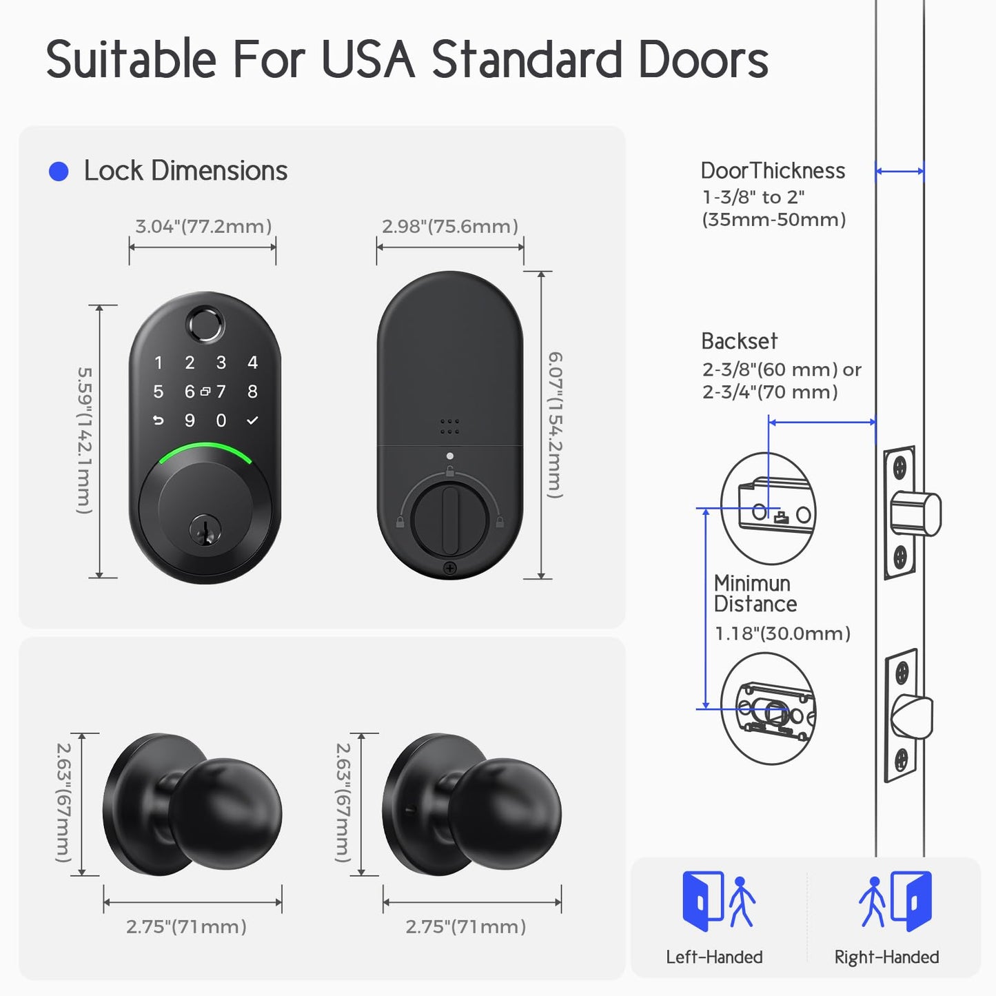 WiseGear Keyless Entry Smart Lock with Knob