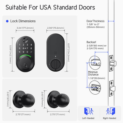 WiseGear Keyless Entry Smart Lock with Knob
