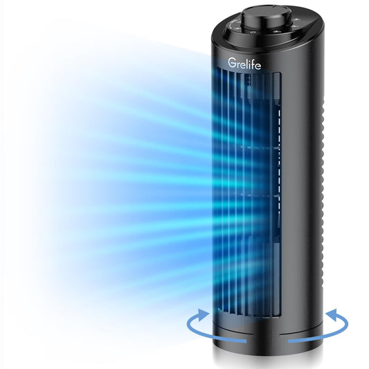 Grelife 13'' Bladeless Tower Fan with Control Panel