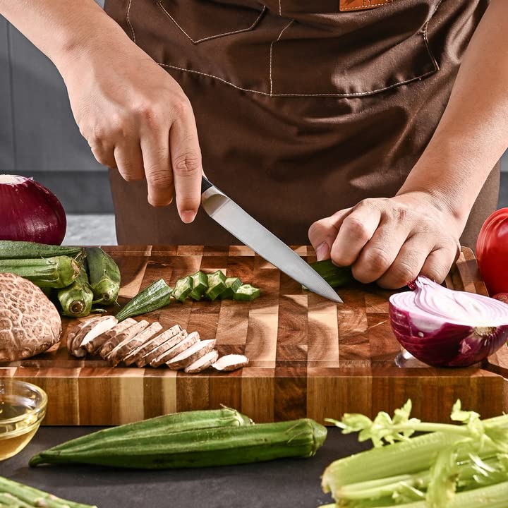 Slege 16pcs Kitchen Knife Set, High Carbon Stainless Steel, Forged Triple Rivet, with Sharpener and Kitchen Shear, Classic Straight Handle