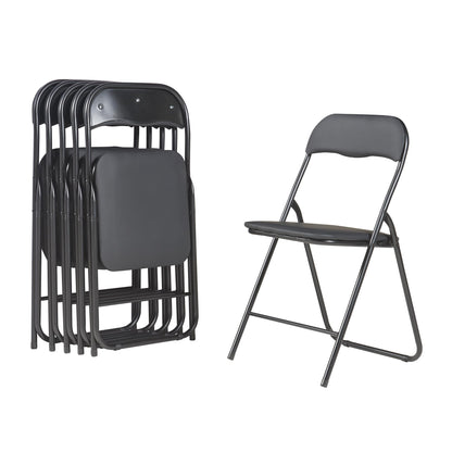 Panana Folding Chairs with Padded Cushion and Back, Metal Chairs for Home and Office,Indoor and Outdoor Foldable Chairs (Black, 6 Pack)