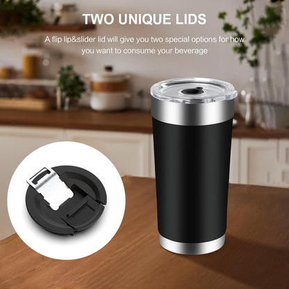 ANNA QUEEN 20 oz Stainless Steel Tumbler Insulated Vacuum Insulated Premium Thermal Coffee Ice Cup Double Wall Travel Mug, 2 Lids (Straw Lid/Beer Bottle Opener MagSlider Lid)