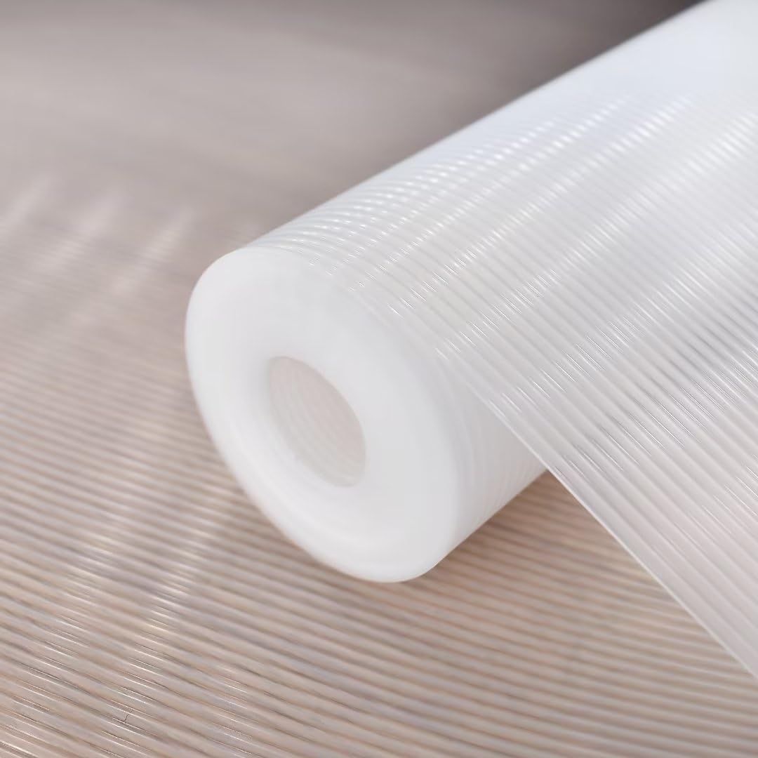 Uthvouxy Shelf Liner and Drawer Liner,Cabinet Liner, Non-Slip Shelf Liners for Kitchen Cabinets,Waterproof Shelf Paper with Modern Pattern, Durable EVA Cabinet Liners,12x240In,Stripe Clear