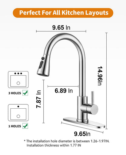 Jafeton Modern Kitchen Faucet with Pull Down Spout