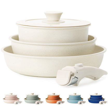 Non-Stick Pots and Pans Set with Removable Handles