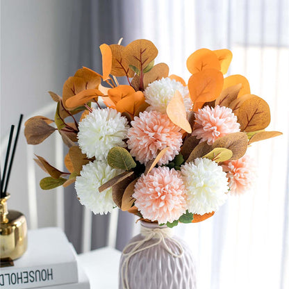 KIRIFLY Artificial Fake Flowers Eucalyptus Stems Plants Leaves Silk Arrangements Wedding Bouquets Decorations Floral Table Centerpieces for Home Kitchen(Champagne White)