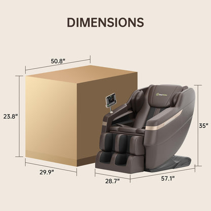 Real Relax 2024 Massage Chair, Full Body Massage Zero Gravity Mode, with Foot Massage, Bluetooth, LCD, Waist Heater, Brown